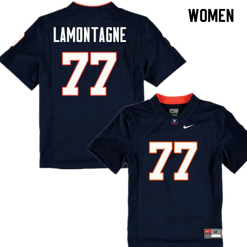 Women #77 Noel LaMontagne Virginia Cavaliers College Football Jerseys Sale-Navy